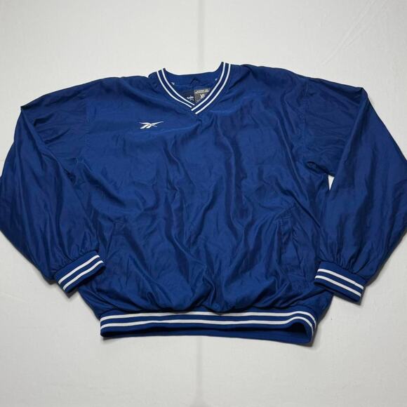 Reebok Other - Vintage Reebok Pullover Windbreaker XL Blue Striped Cuffs Korea